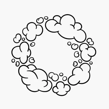 Comic clouds, cartoon vector clouds in line style isolated on light background. Stock Illustration