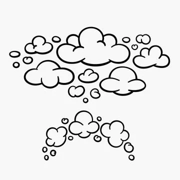 Comic clouds, cartoon vector clouds in line style isolated on light background. Stock Illustration