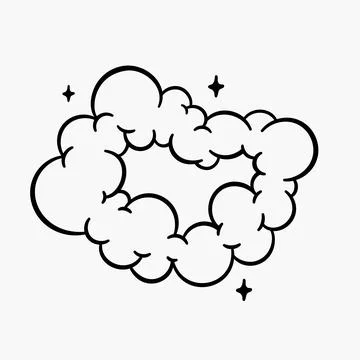 Comic clouds, cartoon vector clouds in line style isolated on light background. Stock Illustration