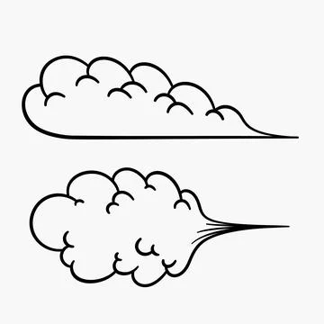 Comic clouds, cartoon vector clouds in line style isolated on light background. Stock Illustration