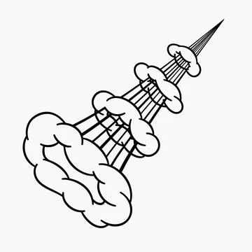 Comic clouds, cartoon vector clouds in line style isolated on light background. Stock Illustration