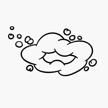 Comic clouds, cartoon vector clouds in line style isolated on light background. Stock Illustration