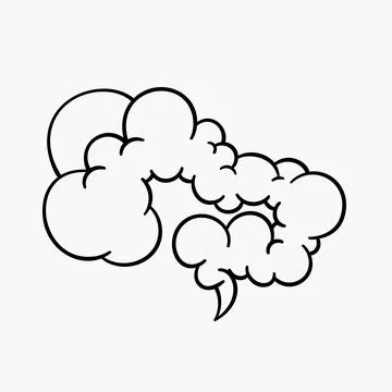 Comic clouds, cartoon vector clouds in line style isolated on light background. Stock Illustration