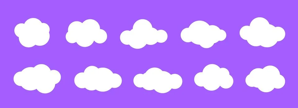 Comic clouds collection. Cartoon cloud shapes set for icon, poster, banner Stock Illustration