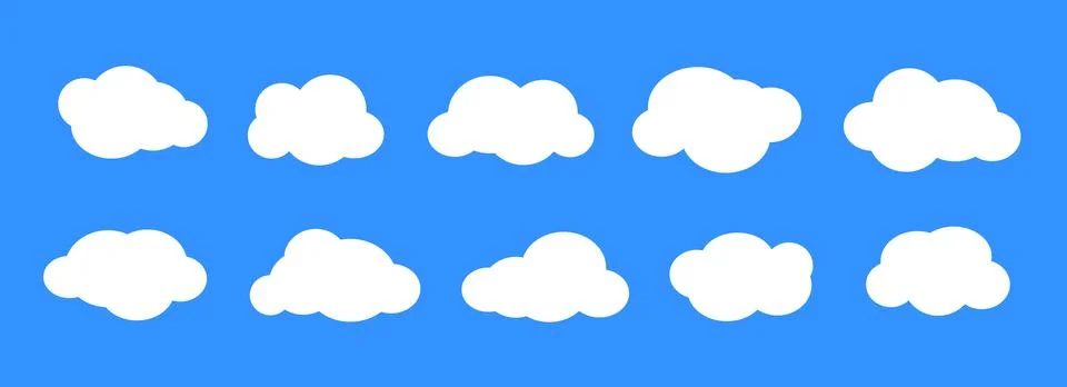 Comic clouds collection. Cartoon cloud shapes set for icon, poster, banner Stock Illustration