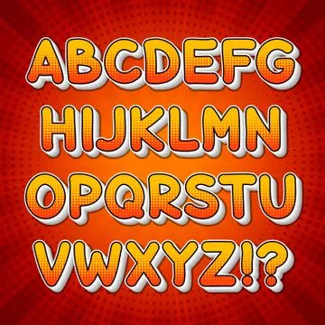 Comic Colorful Alphabet Stock Illustration