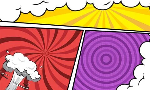 Comic colorful frame cartoon background template concept Stock Illustration