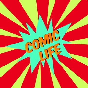 Comic! comic bubble text Pop art style Radial lines background Explosion il.. Stock Illustration