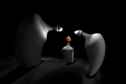 Comic composition with three vases Flattery Stock Photos