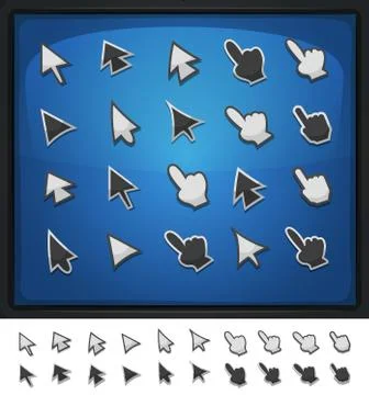 Comic Computer Cursors, Pointers And Arrows Icons 스톡 일러스트