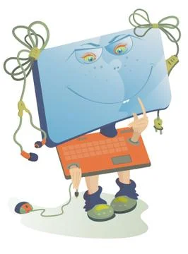 Comic computer Illustrazione stock