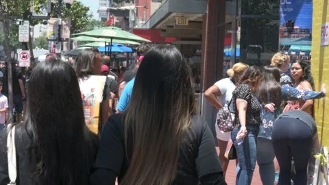 Comic con crowd walks gaslamp streets Stock Footage 246635615