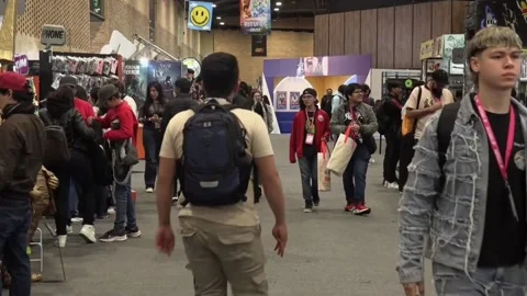 Comic Con kicks off in Bogota, and for the first time it has a movie theater, Bo Stock Footage 312077796