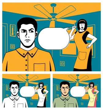 Comic Couple Stock Illustration