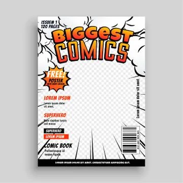 Comic cover template design layout Stock Illustration