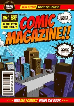 Comic cover template. Stock Illustration
