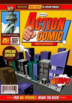 Comic cover template 스톡 일러스트