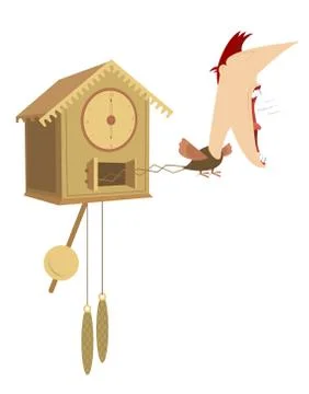 Comic cuckoo clock isolated Stock Illustration