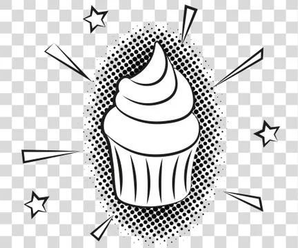 Comic Cupcake with halftone shadows. Vector illustration eps 10 isolated on Stock-Illustration