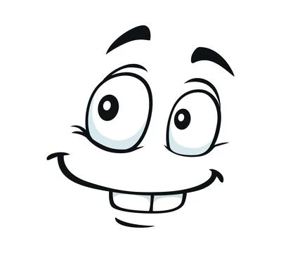 Comic cute face expression of happy cartoon smile Stock Illustration