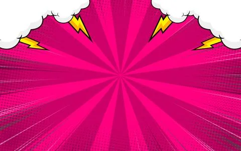 Comic design background with lightning decoration behind the clouds. Stock Illustration