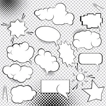 Comic Design Elements. Speech bubbles collection. Cartoon blank think clouds イラスト素材