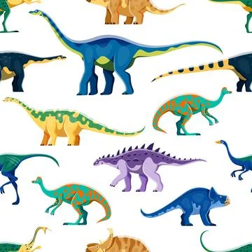 Comic dinosaur cartoon characters seamless pattern 库存插图