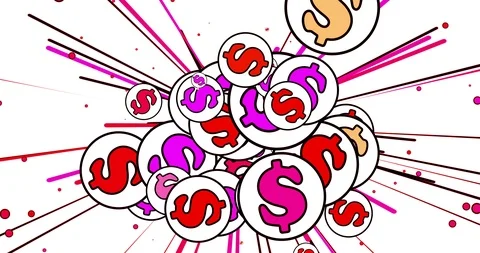 Comic dollar burst, cash flow, perspective retro pop art, animated cartoon.mov Stock Footage 91969159