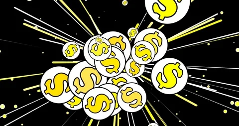 Comic dollar burst with stripes, jackpot, animated cartoon, alpha channel Stock Footage 91969275