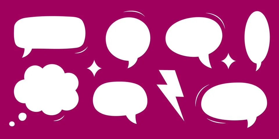 Comic doodle speech bubbles. White vector talk balloons for communication Stock Illustration