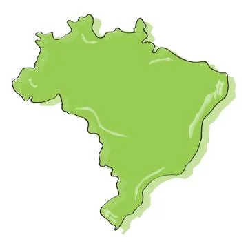 Comic drawing of a map of Brazil Stock Illustration