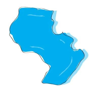 Comic drawing of a map of Paraguay Ilustração Stock