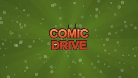 Comic drive text animation on green sunburst background with floating bokeh.. Stock Footage 341221695