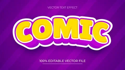 Comic editable cartoon text effect yellow and purple violet color Stock Illustration