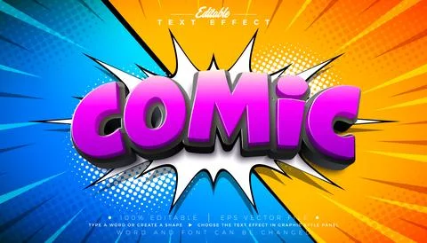 Comic Editable Text Effect Design Illustrator Graphic Style with Customizab.. Stock Illustration