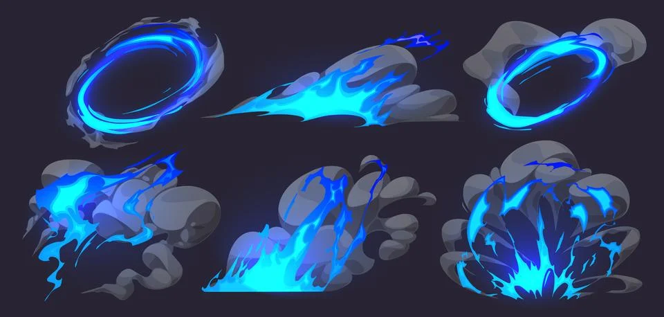 Comic effects with fire and smoke clouds 스톡 일러스트