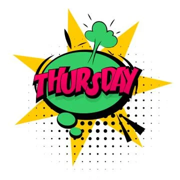 Comic effects pop art Thursday week calendar Stock Illustration