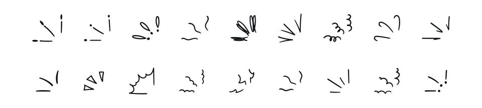 Comic element with manga effect and action lines. Angry cartoon doodle and Stock Illustration