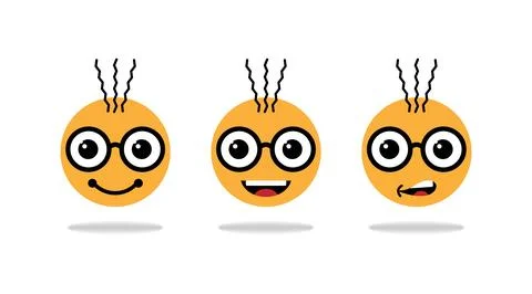 Comic emoticon character smiling Stock Illustration