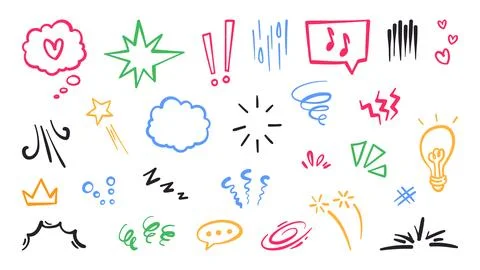 Comic emphasis signs set isolated on white 스톡 일러스트