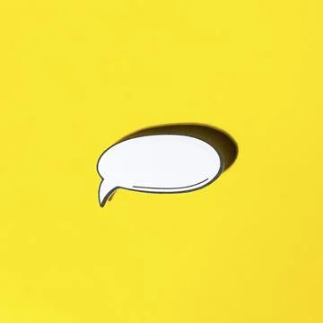 Comic empty speech bubble retro pop art style with shadow yellow background Stock Photos