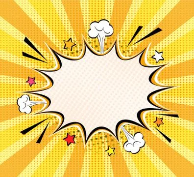 Comic empty speech bubble with space for your text, dots, stars and clouds. V Stock Illustration