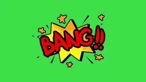 Comic explosion bang text animation with stars on green screen background 2d art Vídeo Stock 329905415