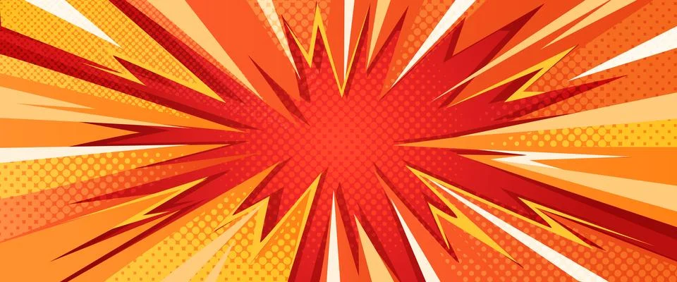 Comic explosion boom background with burst effect Stock Illustration