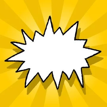 Comic explosion bubble - blank copyspace on yellow background. Stock Illustration