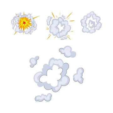 Comic explosion cloud burst smoke effect Stock Illustration