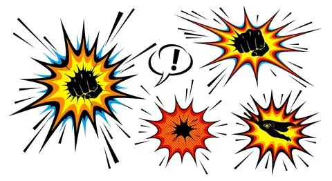 Comic explosion effects with sound Stock Illustration