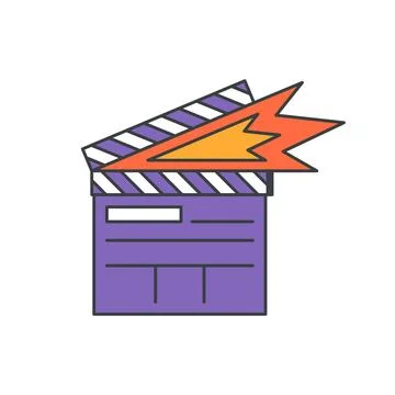 Comic explosion film clapperboard with sparks pop art groovy style decorative Stock Illustration