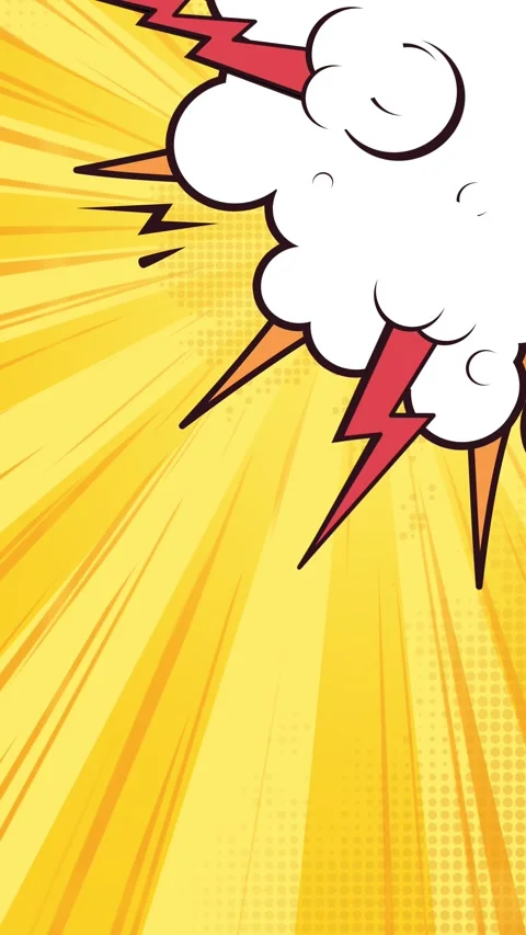 Comic explosion with lightning and yellow background creating dramatic effect Video stock 294703098