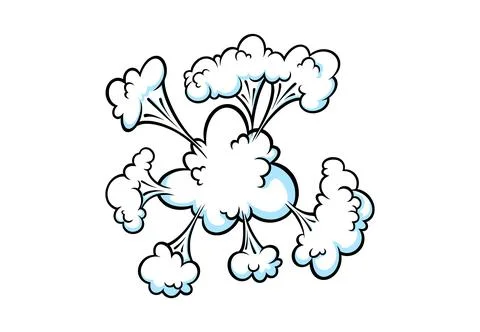 Comic explosion smoke effect. Puff and boom cloud for surprising and explosive Stock Illustration